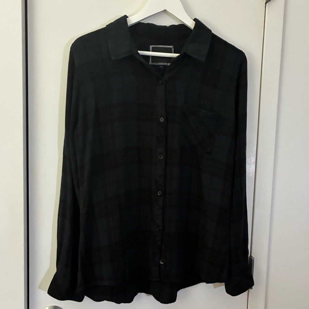 ✨ Rails Hunter Plaid Button-Up Shirt Onyx Jet Shirt Charcoal Gray Black - Picture 5 of 12
